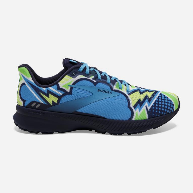 Brooks Launch 8 Mens Light Cushion Road Running Shoes - Navy/Blue/Green - Philippines (913845VMI)